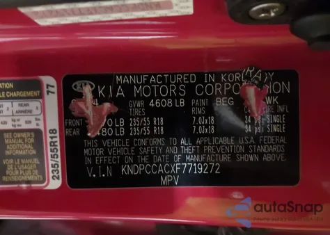 2015 Kia Sportage Ex from USA, damaged, VIN KNDPCCACXF7719272